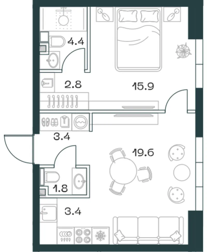 2-комн. 51.8 м²