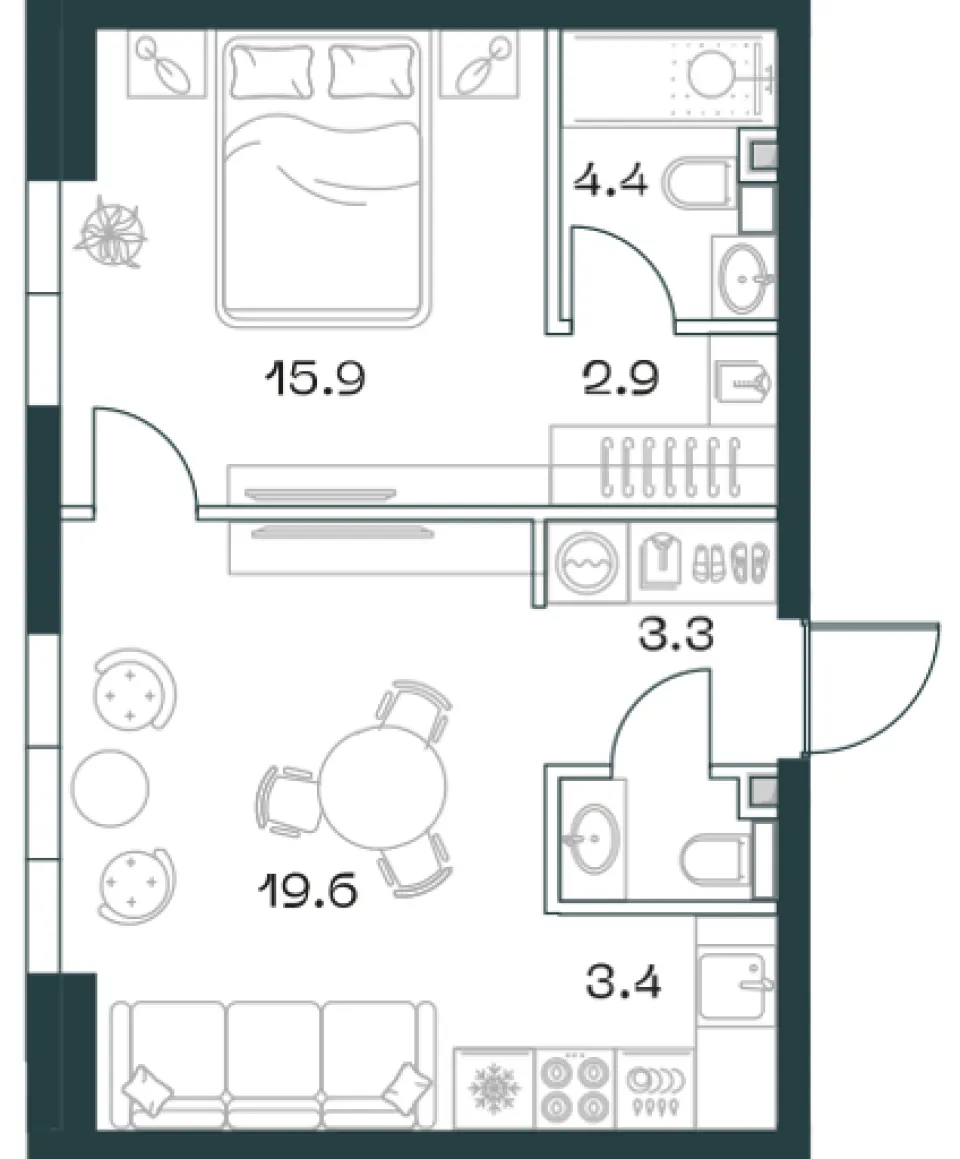 2-комн. 51,8 м²