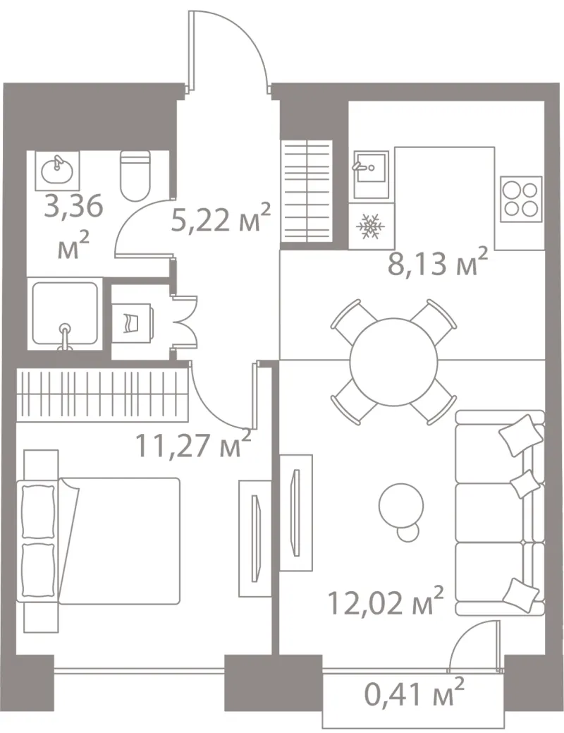 1-комн. 40.4 м²