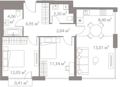 62,1 м² — планировка