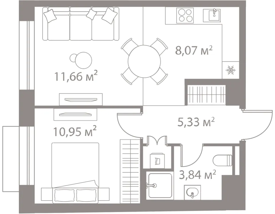 1-комн. 39,9 м²