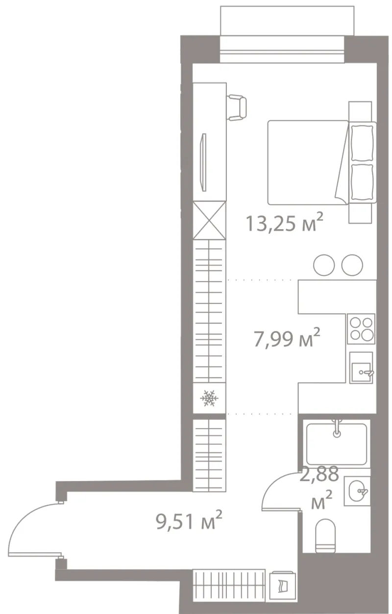 Студия 33.6 м²