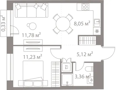 39,9 м² — планировка