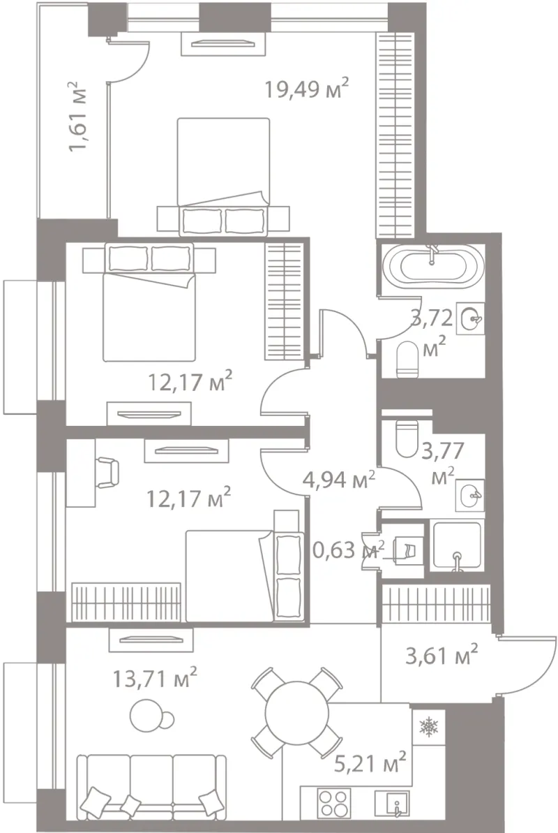 3-комн. 81 м²