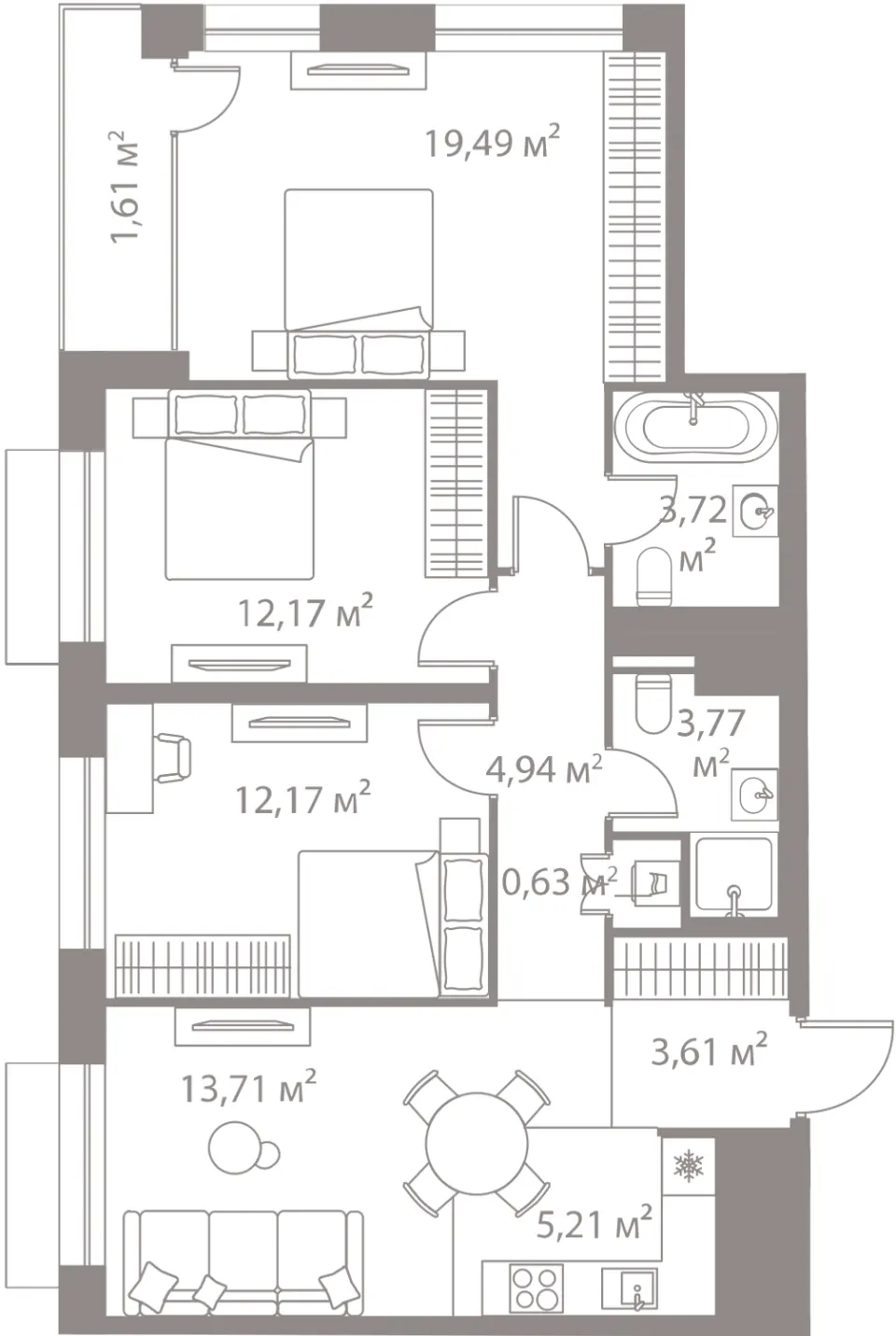 3-комн. 81 м²