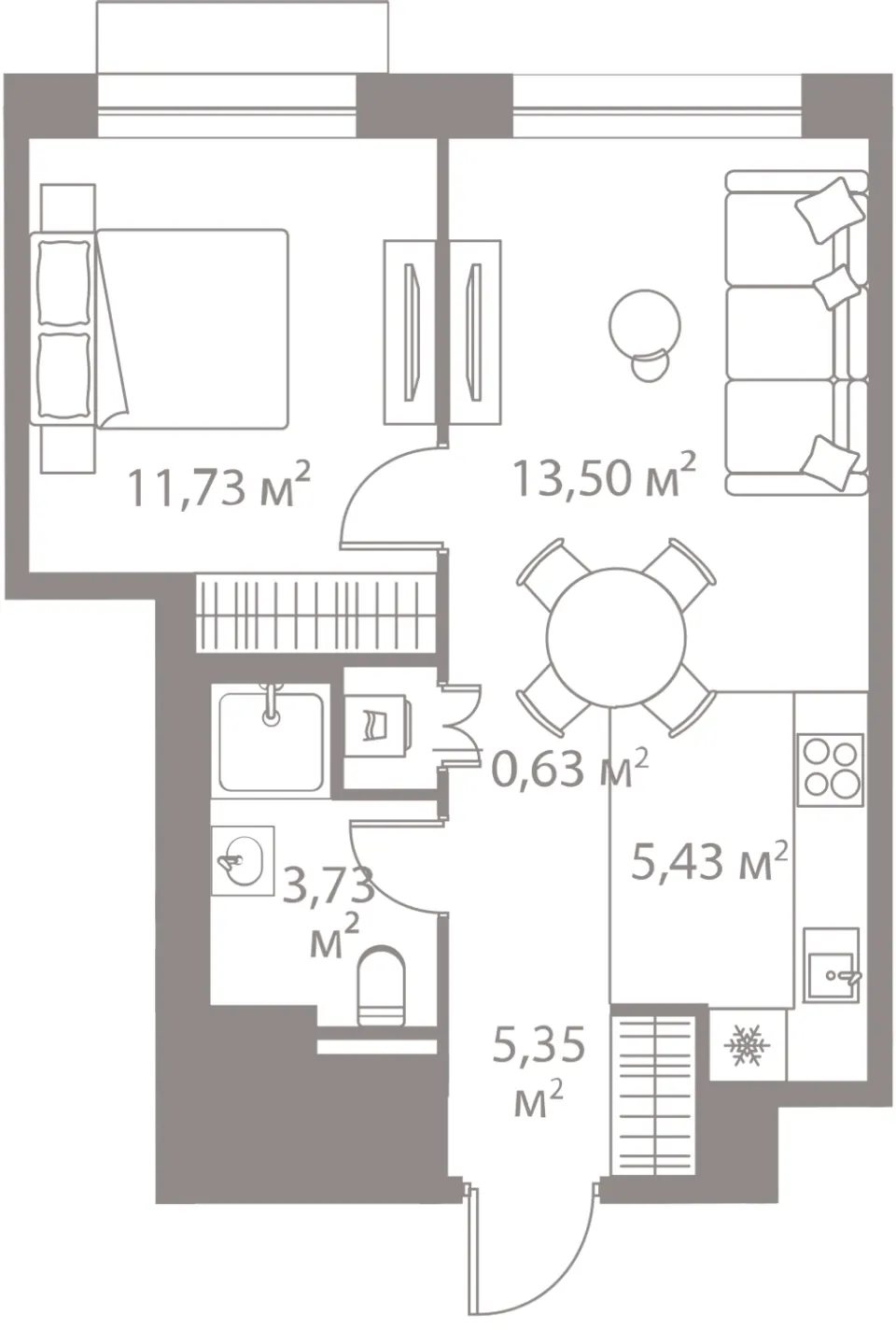 1-комн. 40,4 м²