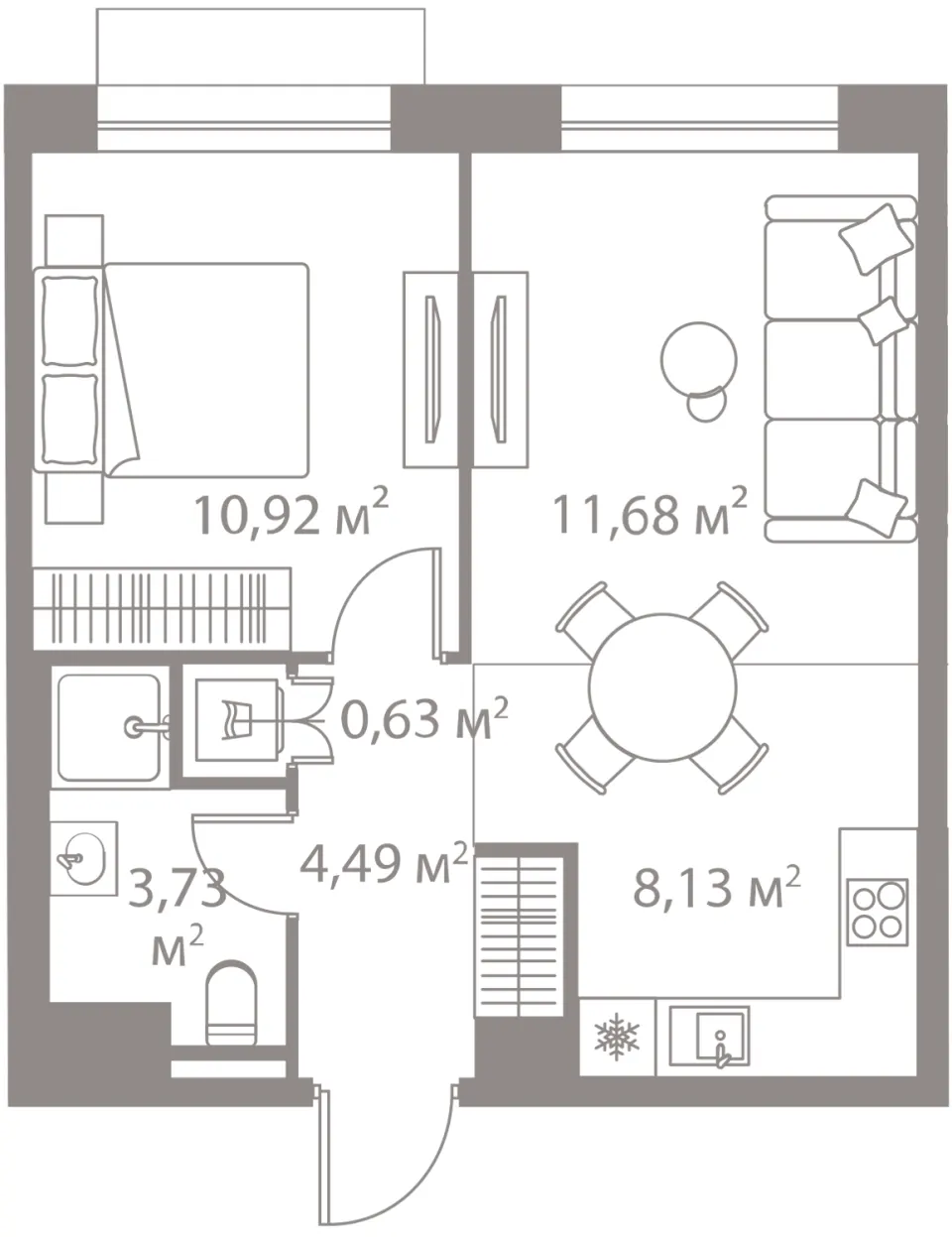 1-комн. 39,6 м²