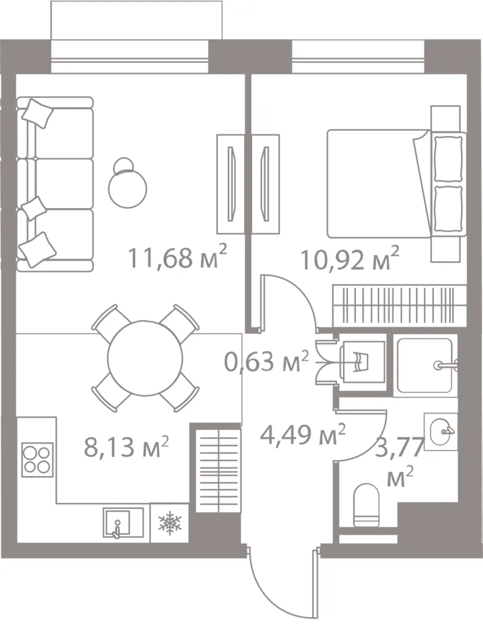 1-комн. 39,6 м²