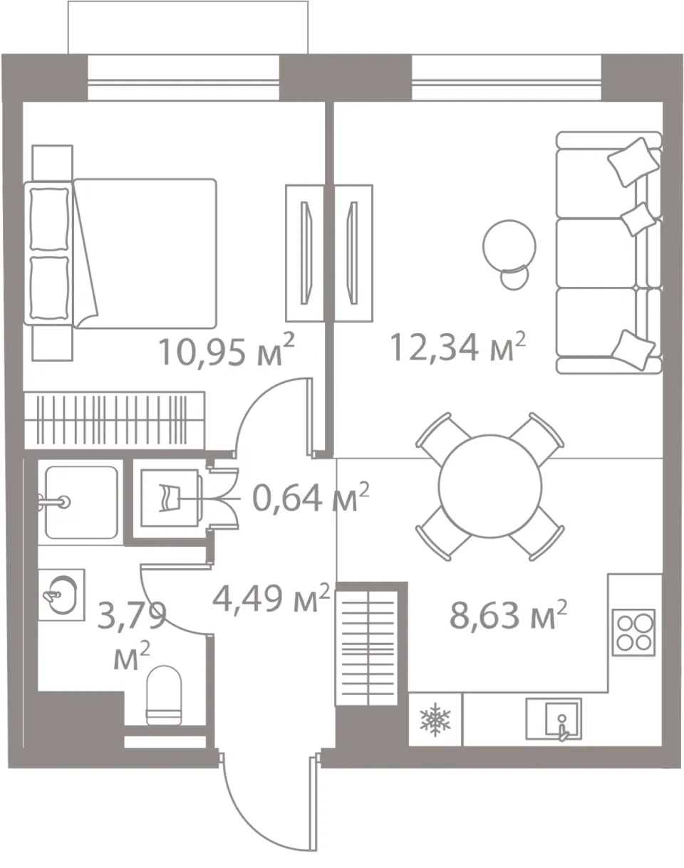 1-комн. 40,8 м²