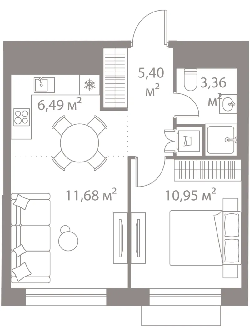 1-комн. 37.9 м²