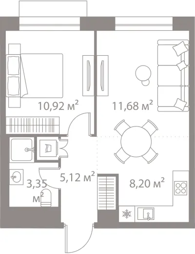 39,3 м² — планировка