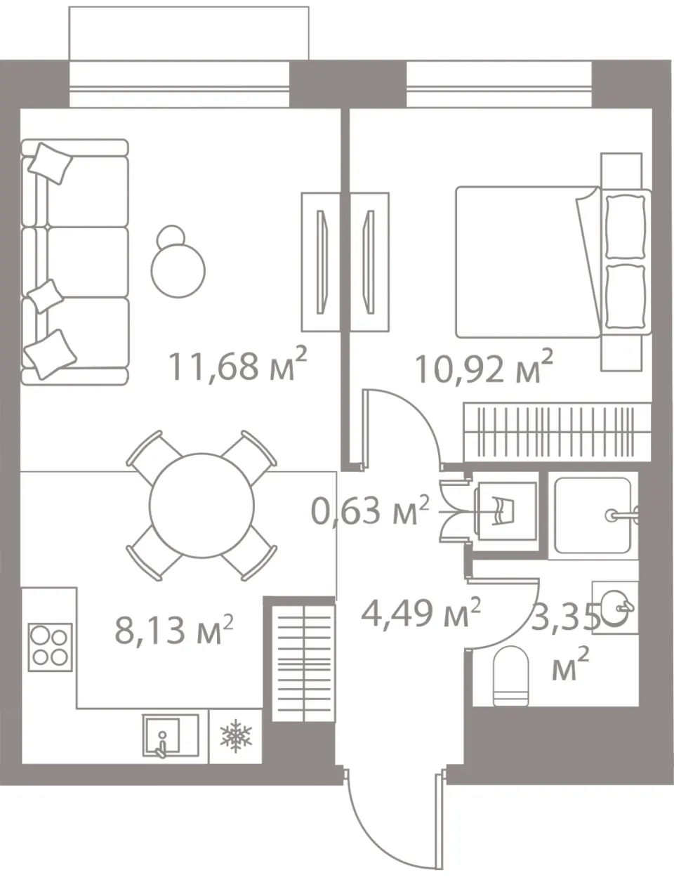 1-комн. 39,2 м²