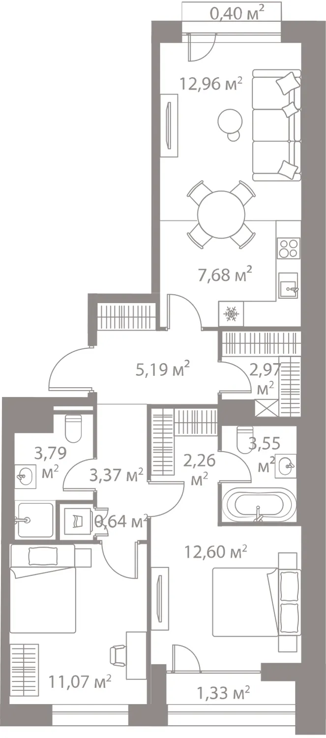 2-комн. 67.8 м²