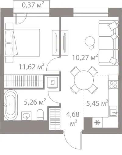 37,7 м² — планировка