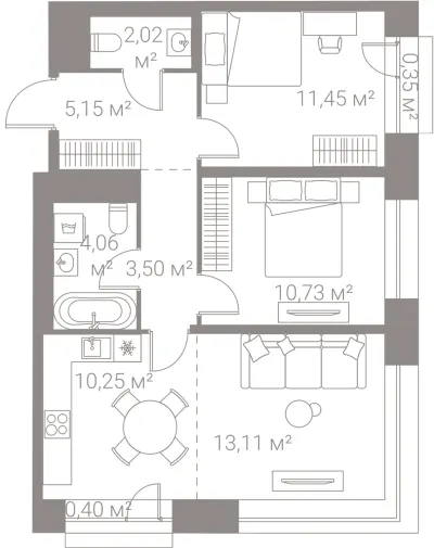 61 м² — планировка