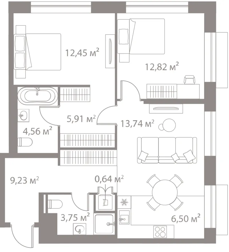 2-комн. 69.6 м²