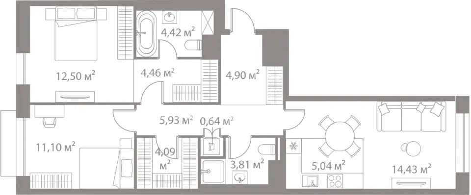 2-комн. 71,3 м²