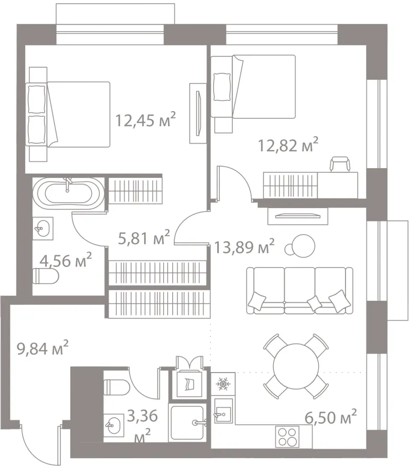 2-комн. 69.2 м²