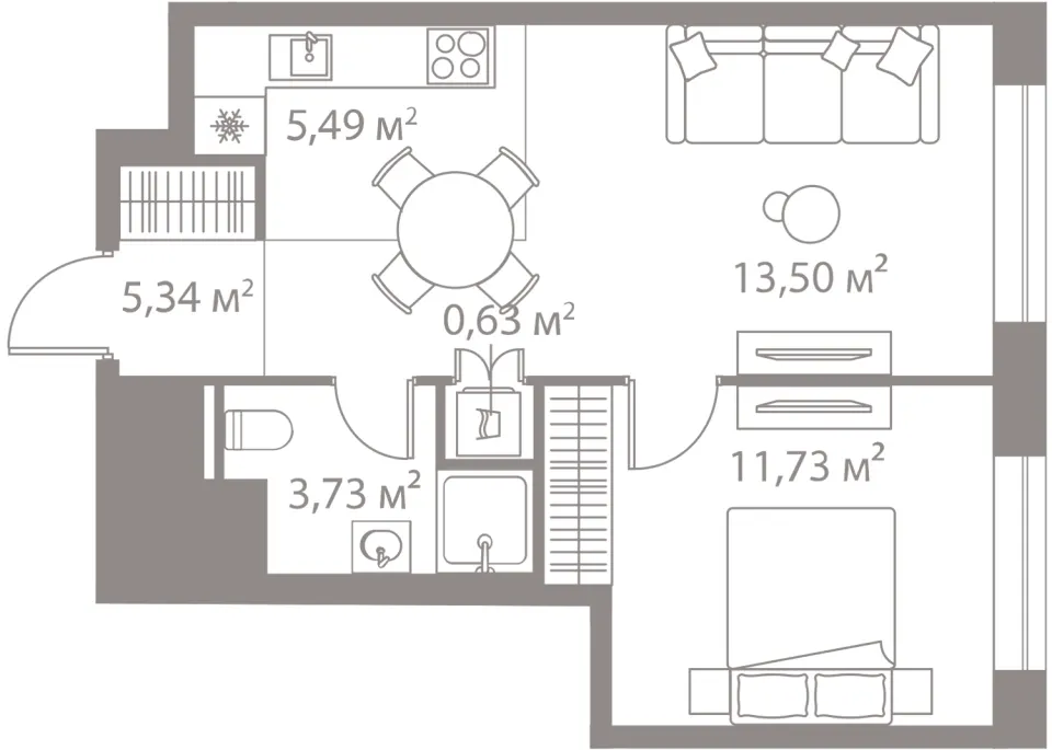 1-комн. 40,4 м²