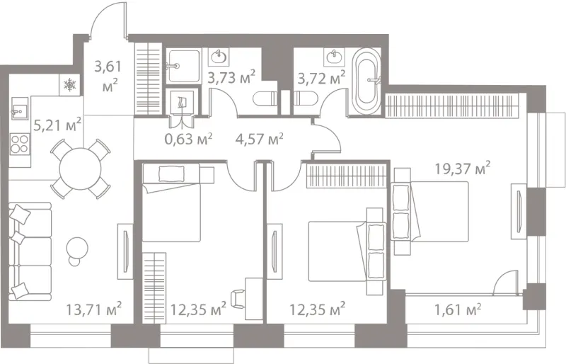 3-комн. 81 м²