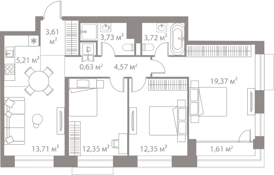 3-комн. 81 м²