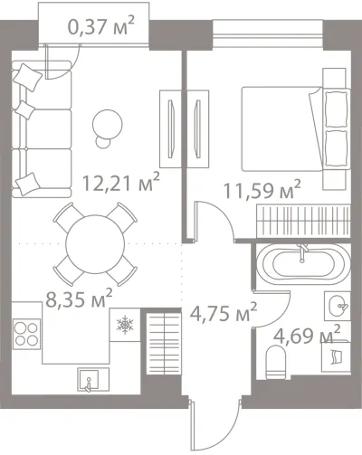 42 м² — планировка